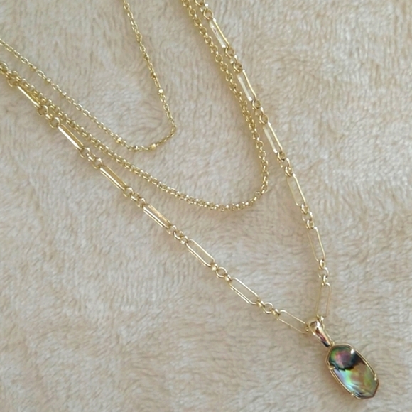 Kendra Scott Elisa Gold or Silver Triple Strand Necklace Lilac or Abalone - Picture 5 of 16